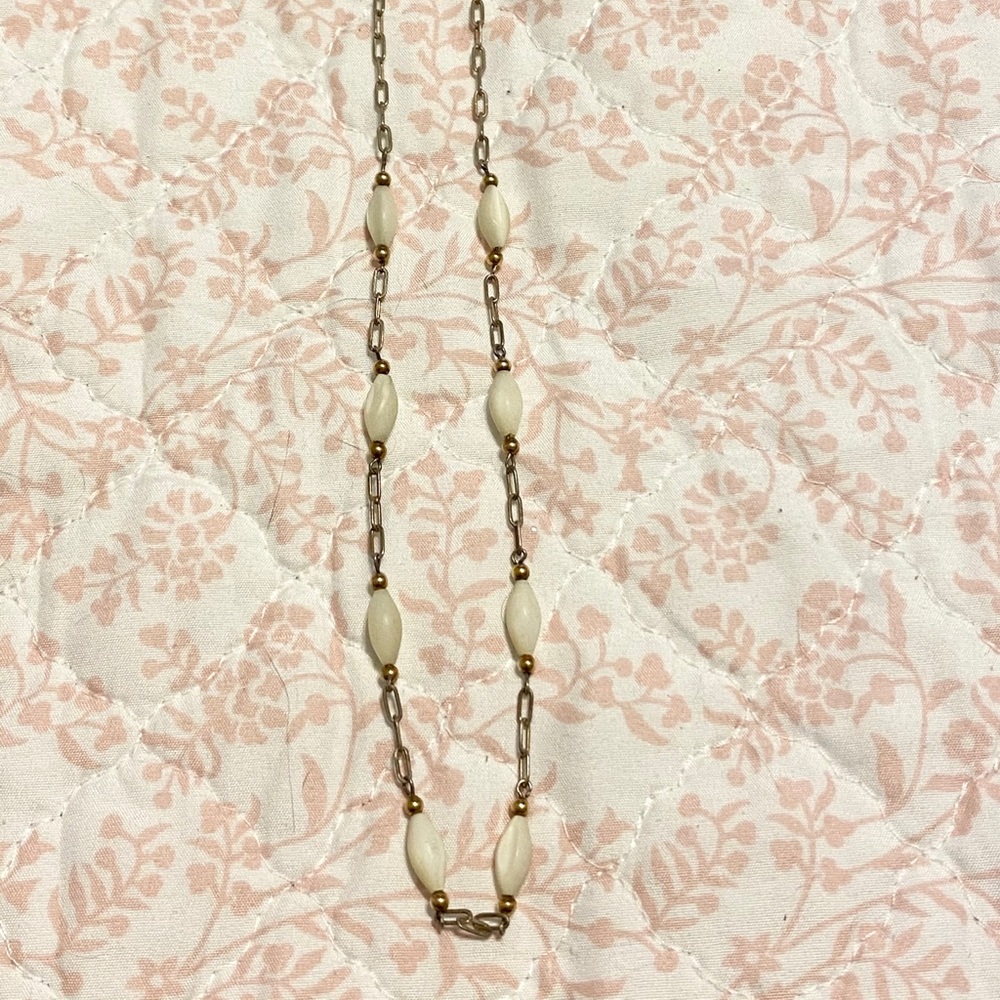 Vintage White Beads Sterling Silver 925 Necklace